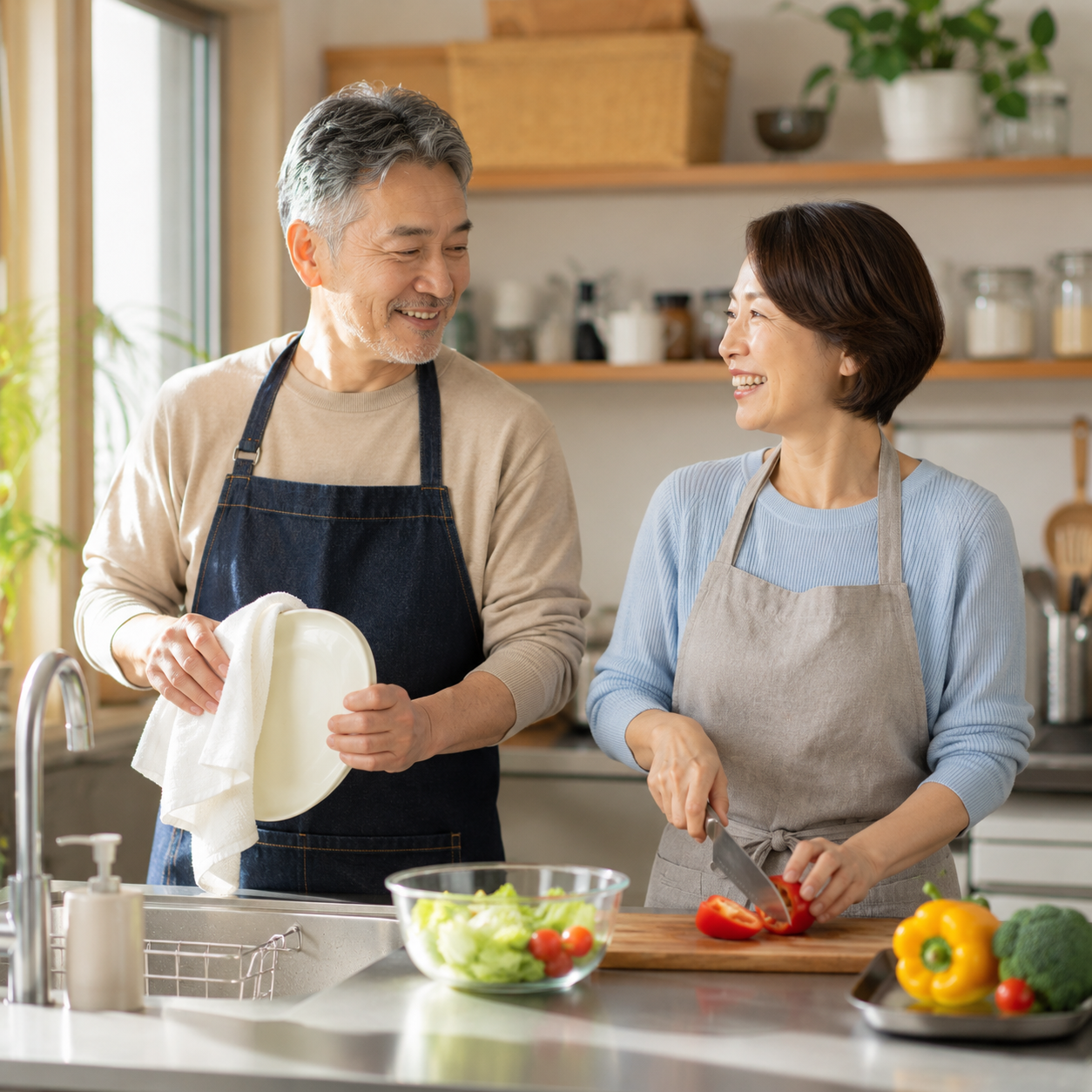 家事を分担する夫婦